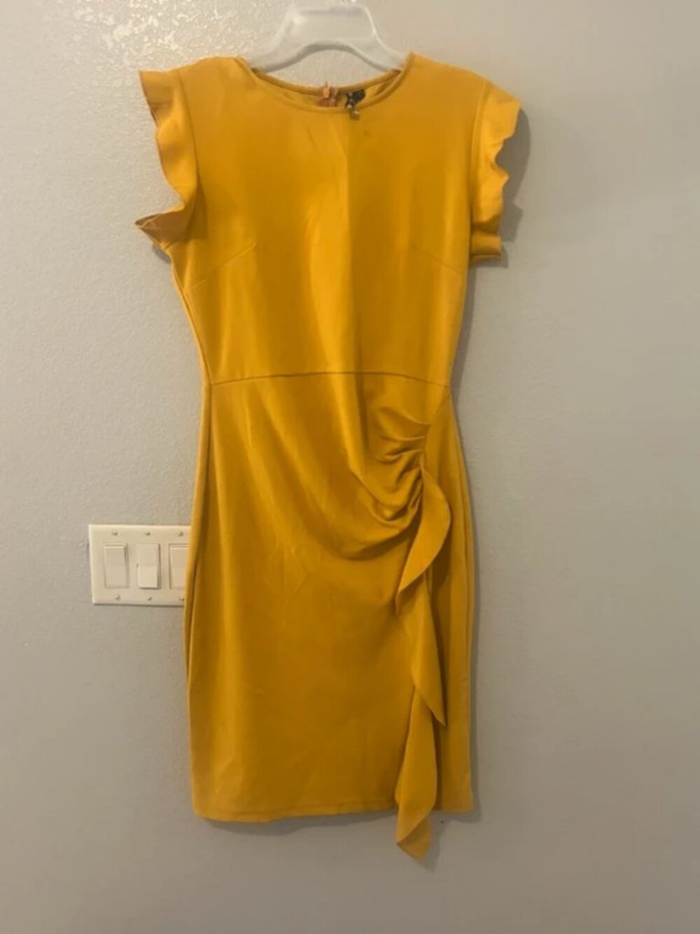 Yellow mustard shift dress party cocktail design